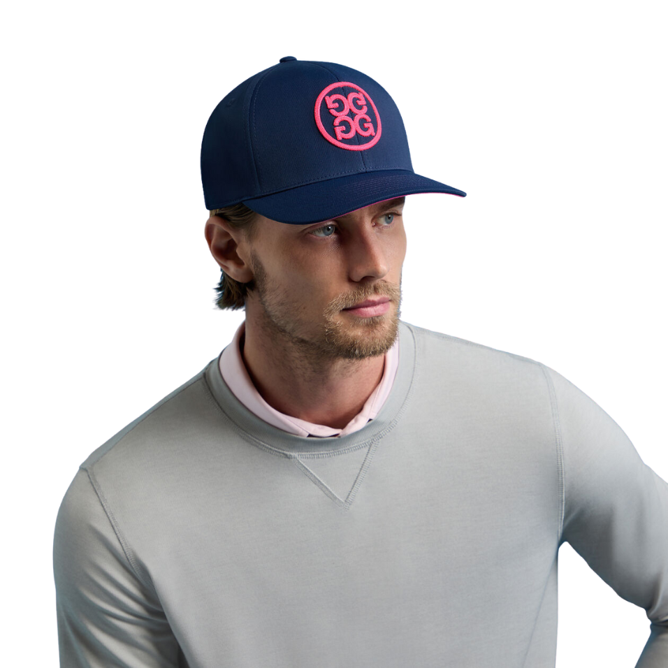 G/FORE CIRCLE G'S CHAINSTITCH CAP - TWILIGHT/KNOCKOUT PINK