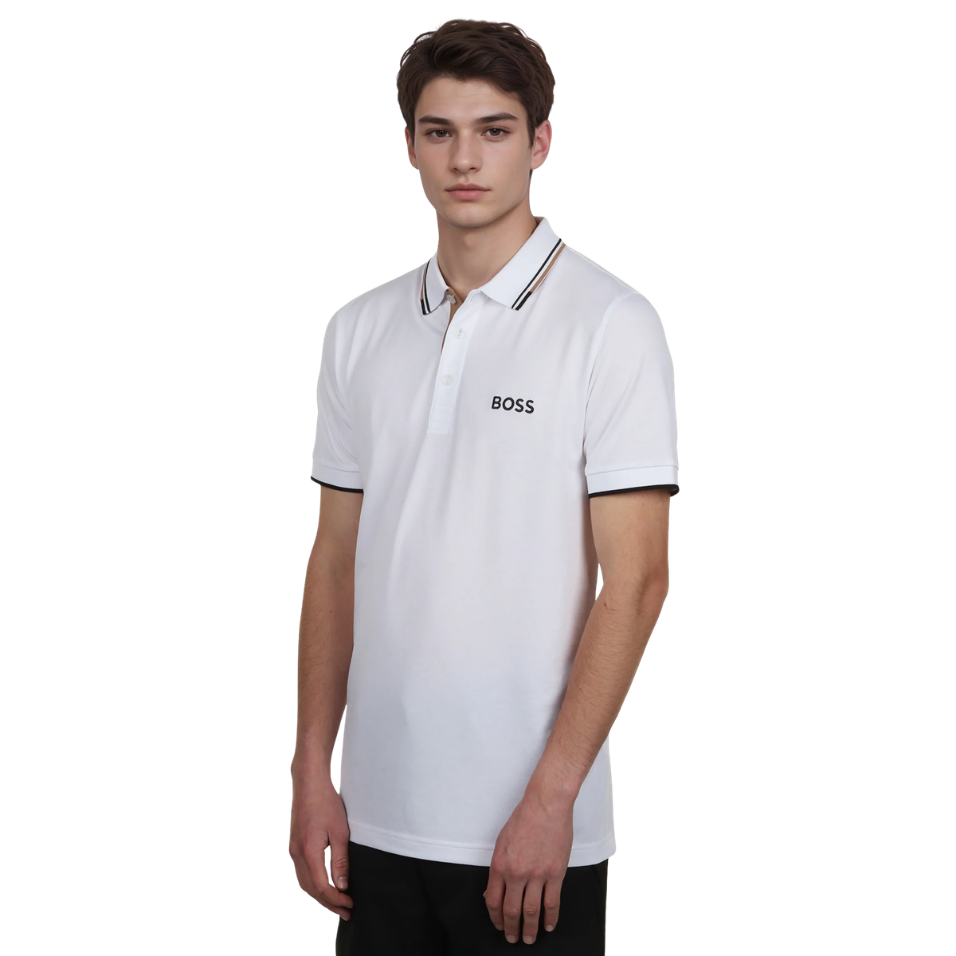 HUGO BOSS PADDY PRO SLIM-FIT POLO - WHITE