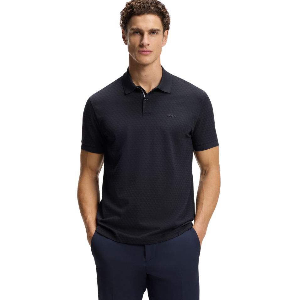HUGO BOSS CHIP PRINTED PATTERN POLO - DARK BLUE