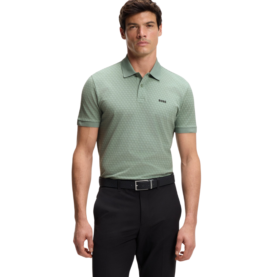 HUGO BOSS CHIP PRINTED PATTERN POLO - LIGHT GREEN