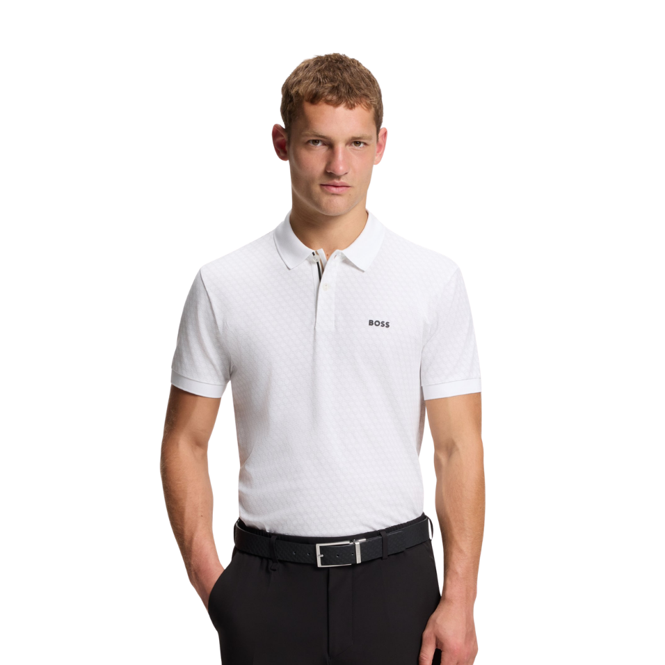 HUGO BOSS CHIP PRINTED PATTERN POLO - WHITE