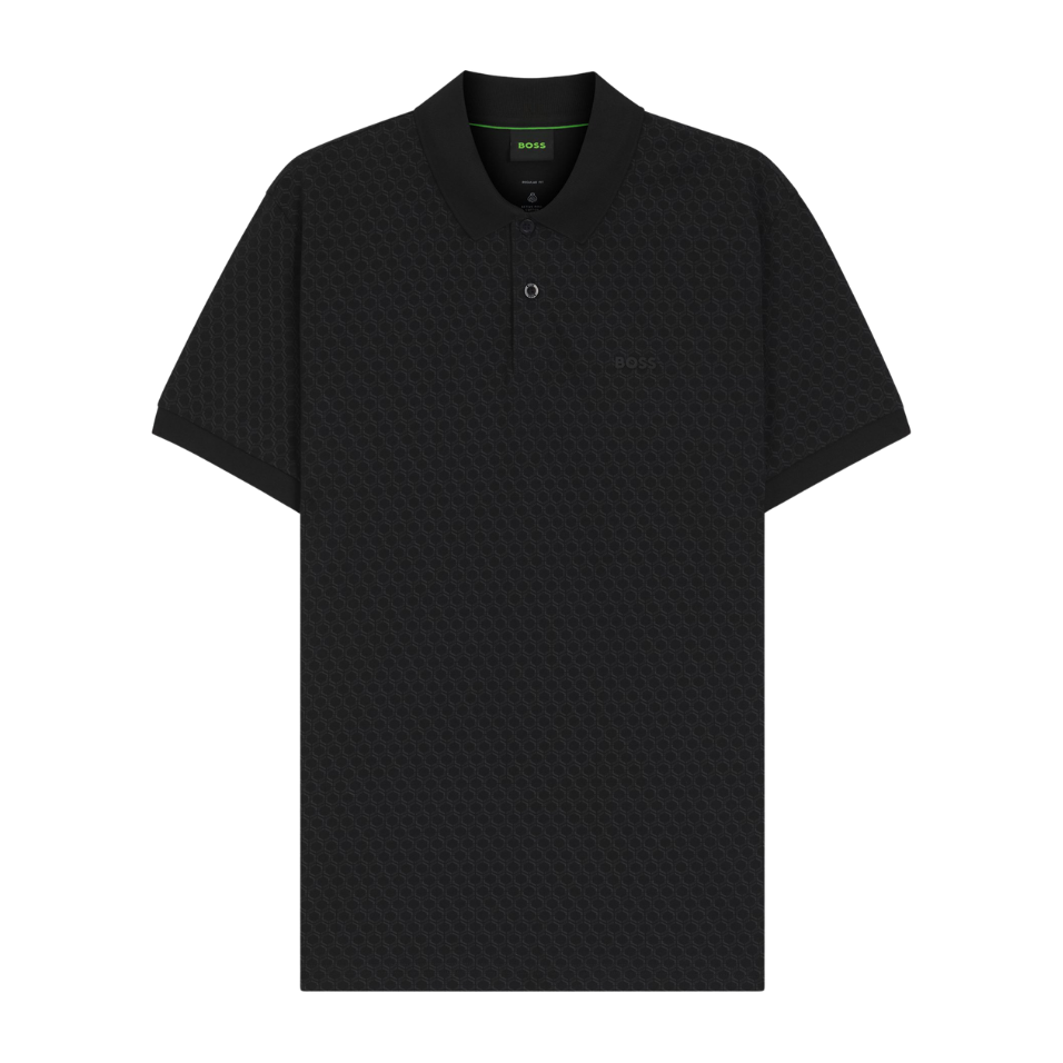 HUGO BOSS CHIP PRINTED PATTERN POLO - BLACK