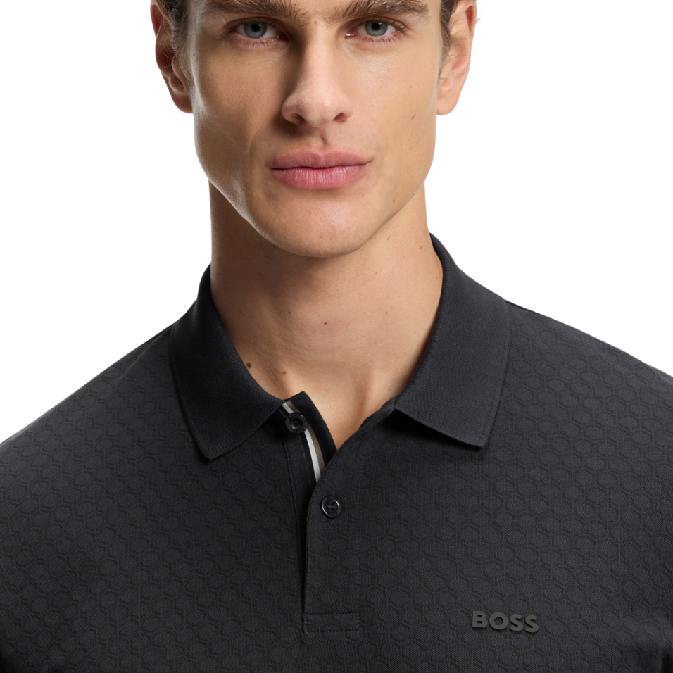 HUGO BOSS CHIP PRINTED PATTERN POLO - DARK BLUE