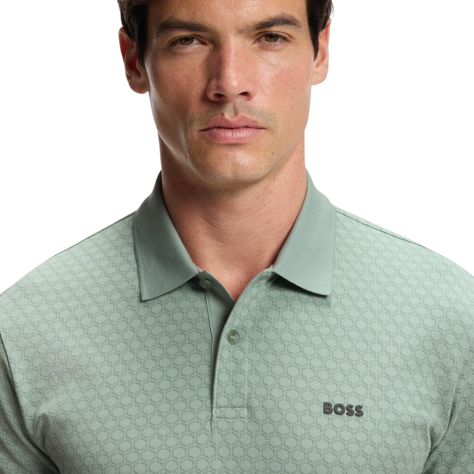 HUGO BOSS CHIP PRINTED PATTERN POLO - LIGHT GREEN