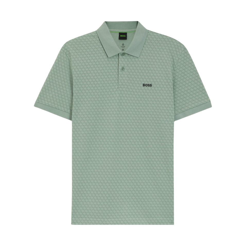 HUGO BOSS CHIP PRINTED PATTERN POLO - LIGHT GREEN
