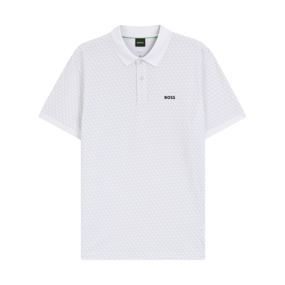 HUGO BOSS CHIP PRINTED PATTERN POLO - WHITE