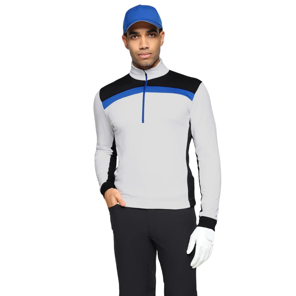 GALVIN GREEN DEAN 1/4 ZIP MIDLAYER - WHITE/ROYAL BLUE