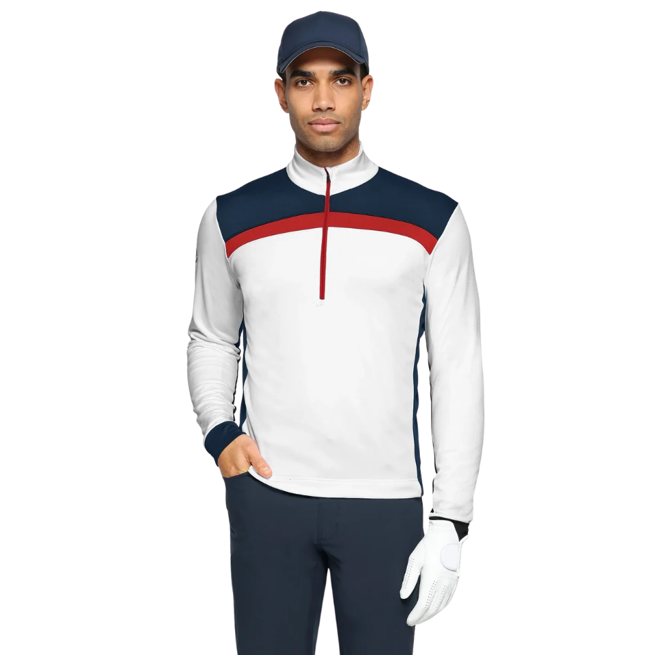 GALVIN GREEN DEAN 1/4 ZIP MIDLAYER - NAVY/RED/WHITE