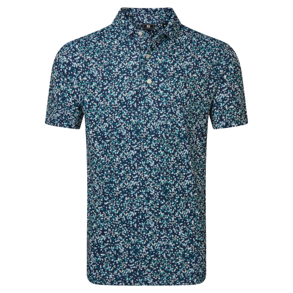FOOTJOY FLORAL PRINT PIQUE POLO - NAVY/SUNSHINE