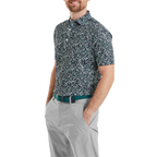 FOOTJOY FLORAL PRINT PIQUE POLO - NAVY/SUNSHINE