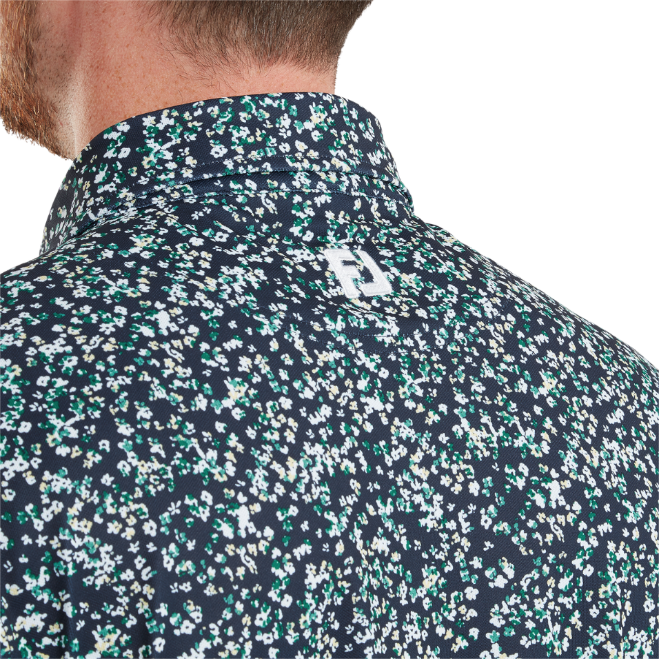 FOOTJOY FLORAL PRINT PIQUE POLO - NAVY/SUNSHINE