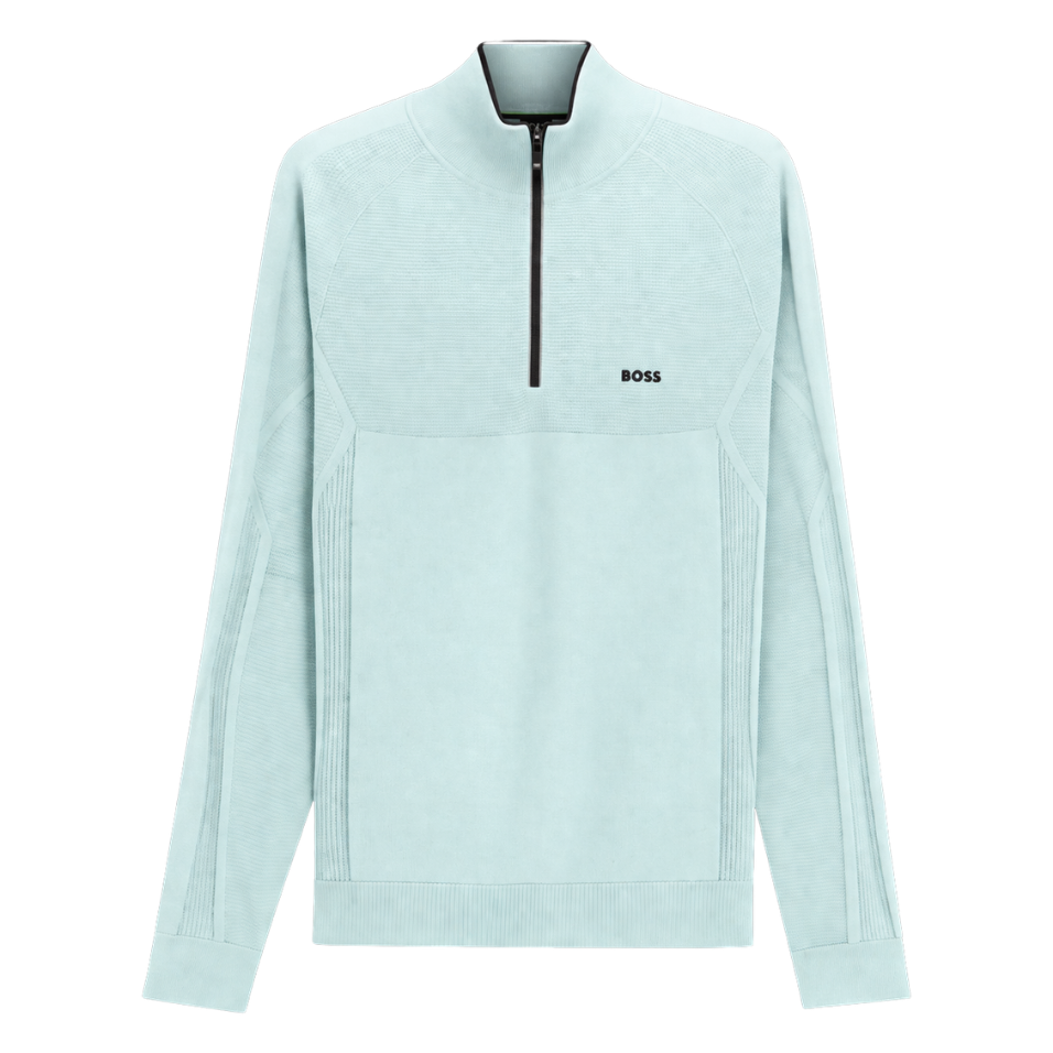 HUGO BOSS HYDRO KNITTED QUARTER ZIP - MINT