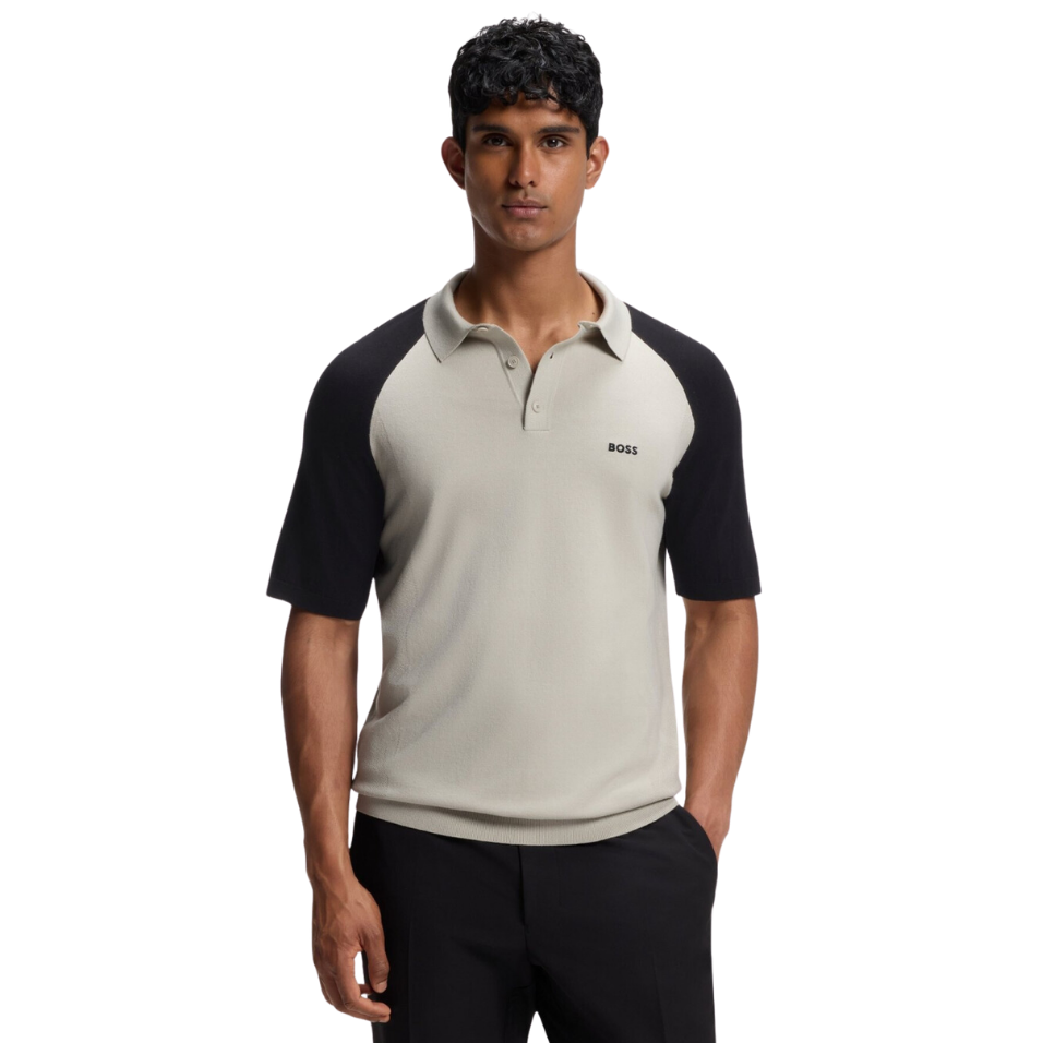 HUGO BOSS KN GOC SWING PS POLO - BEIGE/BLACK
