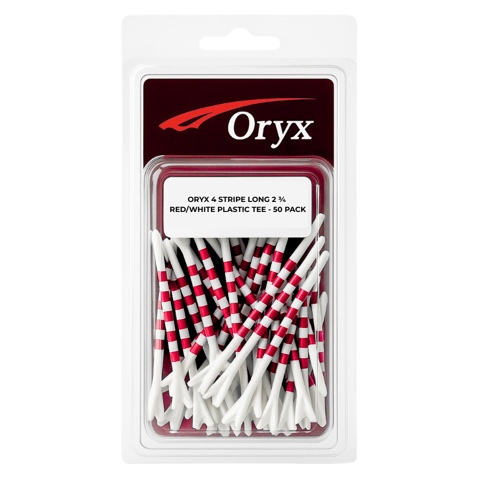 ORYX 4 STRIPE LONG 2 3/4 RED/WHITE PLASTIC TEE - 50 PACK