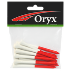 ORYX EXTRA LONG 3 1/4 WHITE/RED WOODEN TEES - 15 PACK