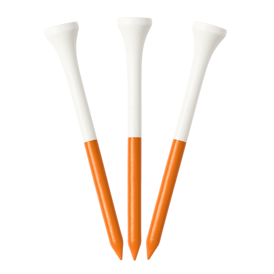 ORYX 2 3/4 WHITE/ORANGE WOODEN TEE - 15 PACK