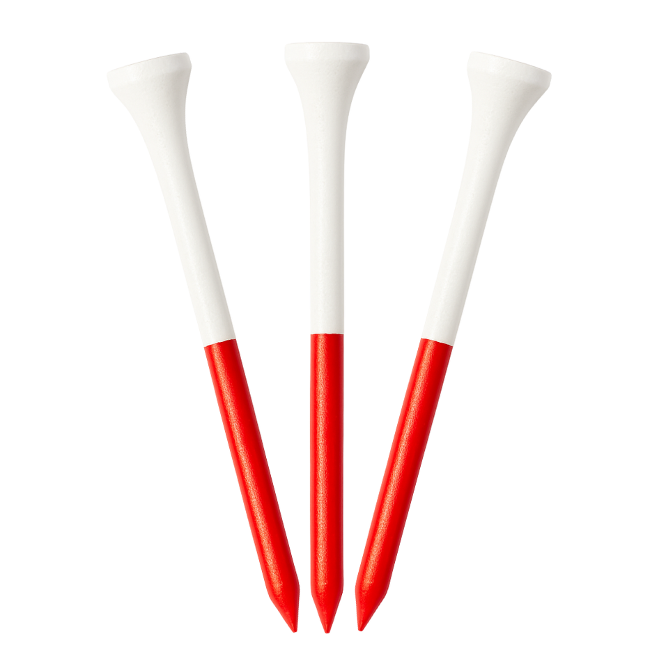 ORYX EXTRA LONG 3 1/4 WHITE/RED WOODEN TEES - 15 PACK