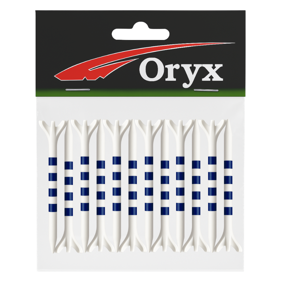 ORYX 4 STRIPE EXTRA LONG 2 3/4 BLUE/WHITE PLASTIC TEE - 12 PACK
