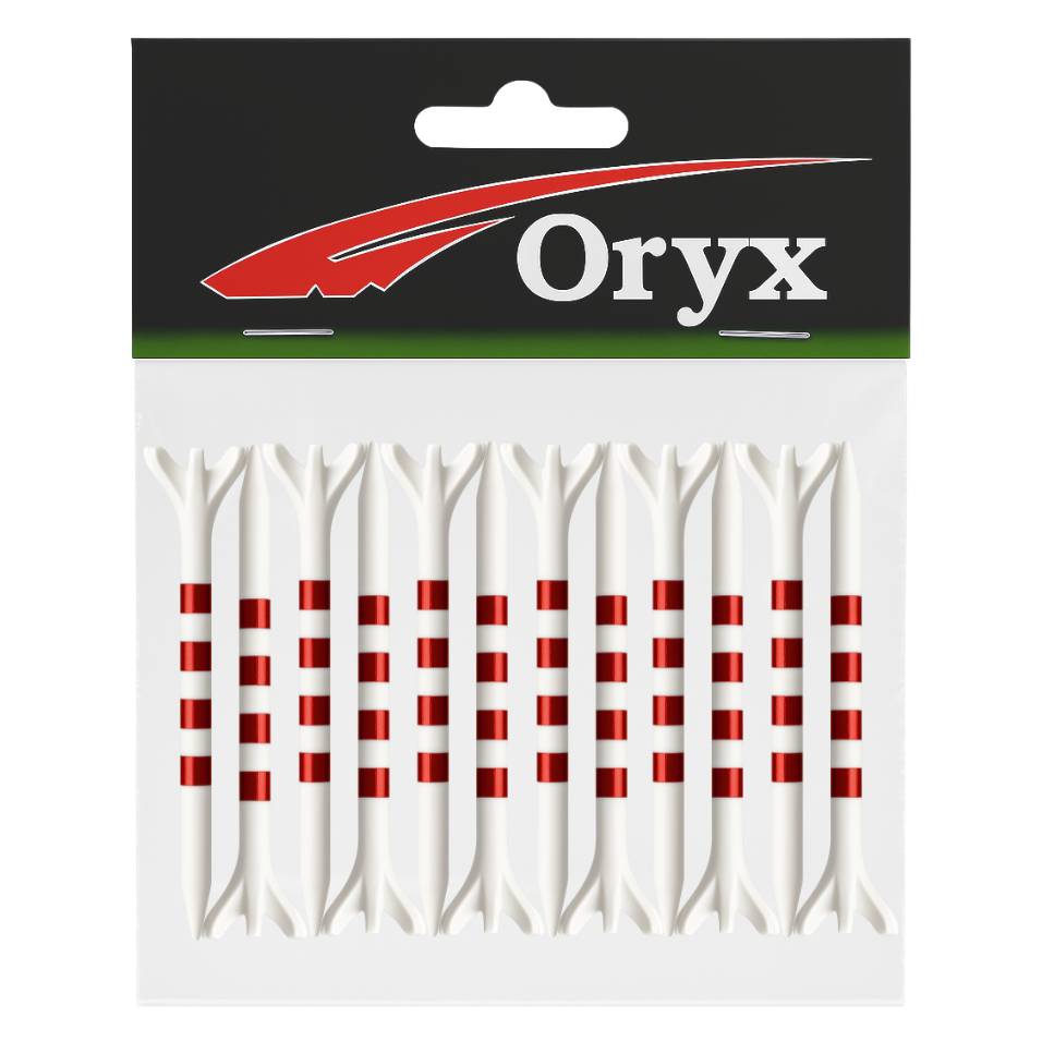 ORYX 4 STRIPE LONG 2 3/4 RED/WHITE PLASTIC TEE - 12 PACK