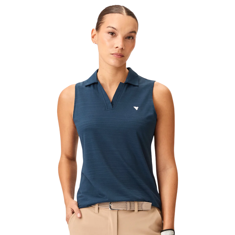 MACADE PAIGE SLEVELESS POLO - STEEL BLUE