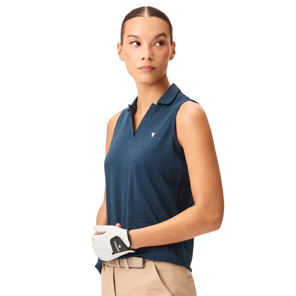 MACADE PAIGE SLEVELESS POLO - STEEL BLUE
