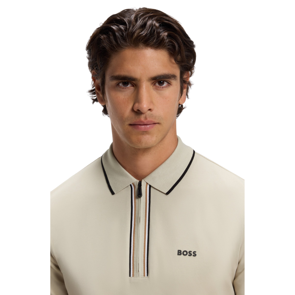 HUGO BOSS PHILIX GOC SLIM-FIT POLO - BEIGE