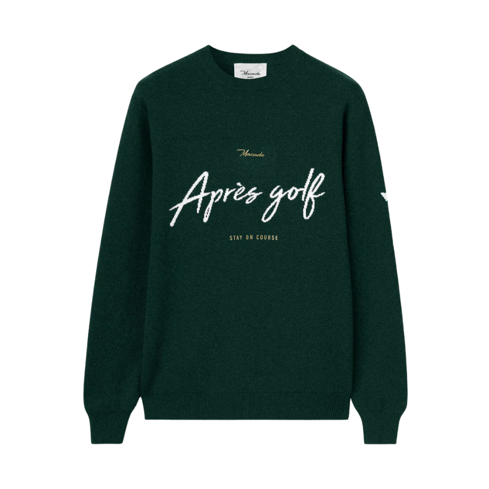 MACADE INTARSIA KNIT CREWNECK SWEATER - PINE GREEN