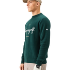 MACADE INTARSIA KNIT CREWNECK SWEATER - PINE GREEN