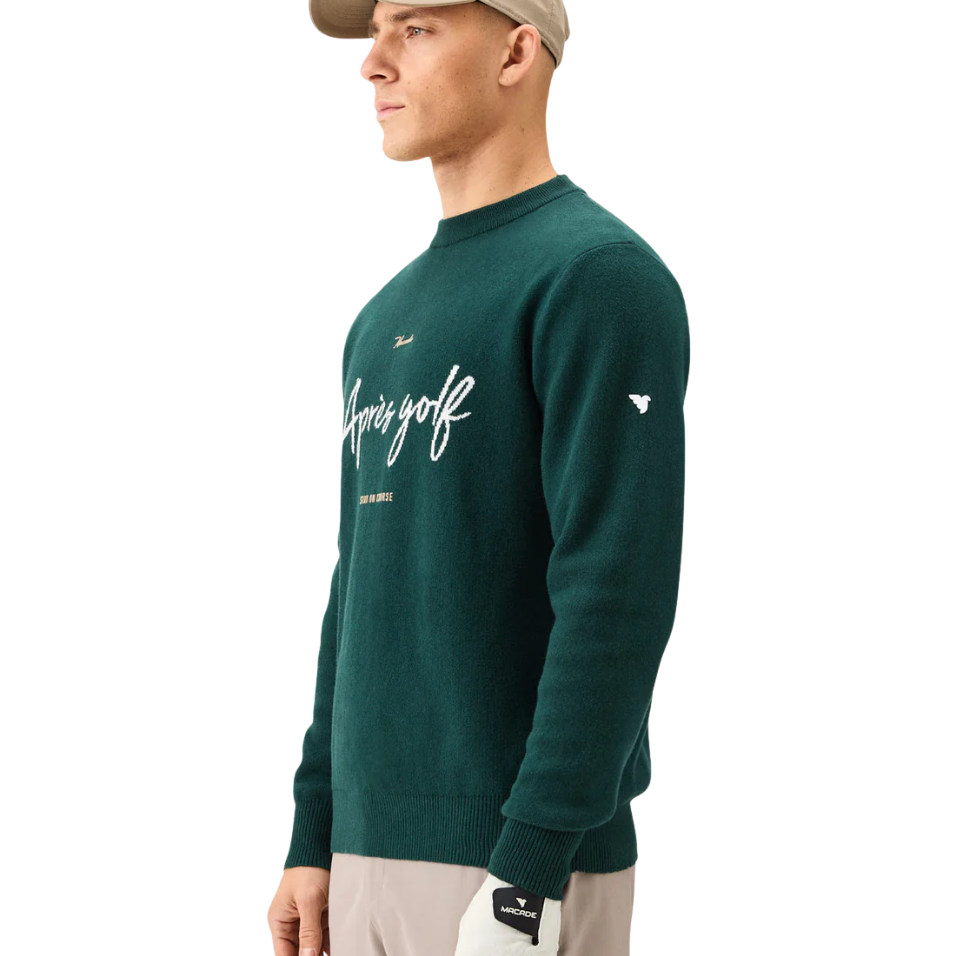 MACADE INTARSIA KNIT CREWNECK SWEATER - PINE GREEN