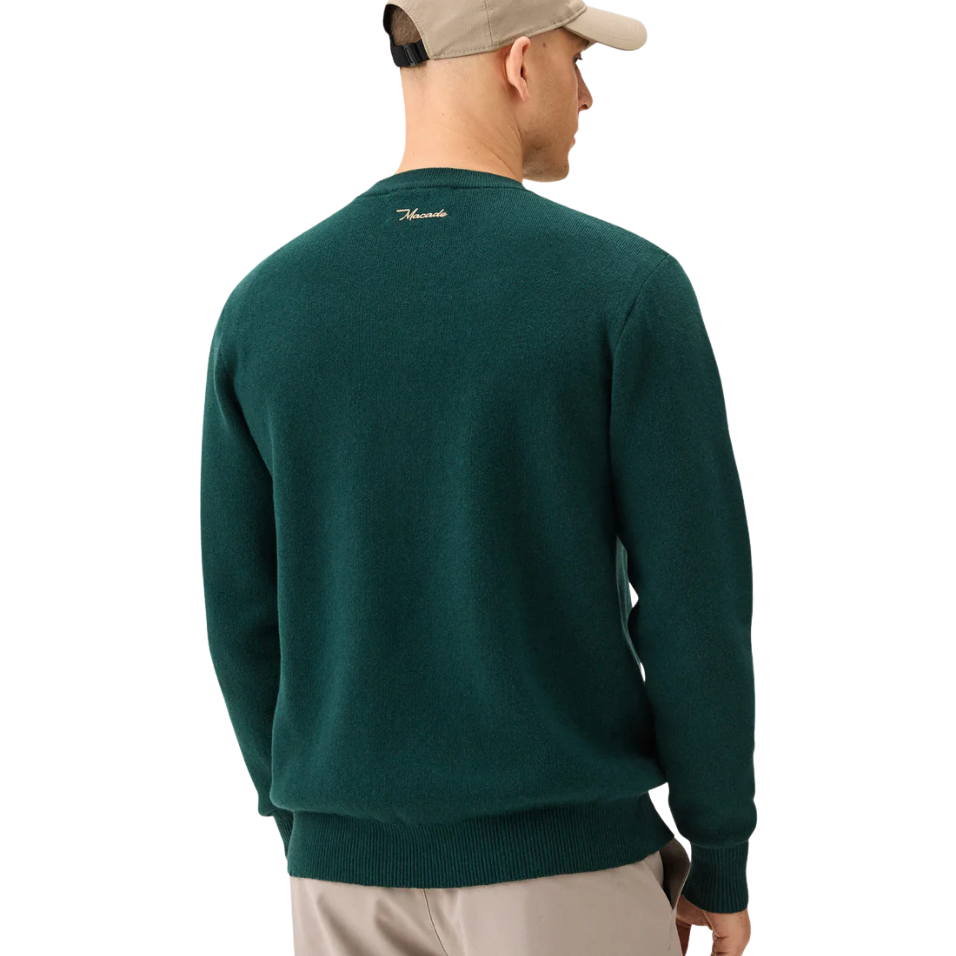 MACADE INTARSIA KNIT CREWNECK SWEATER - PINE GREEN