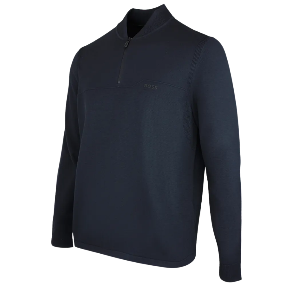 HUGO BOSS KN TERRACE QUARTER ZIP MIDLAYER - DARK NAVY
