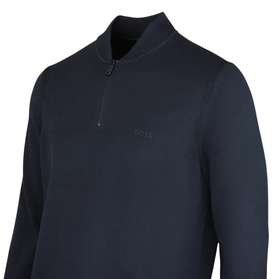 HUGO BOSS KN TERRACE QUARTER ZIP MIDLAYER - DARK NAVY