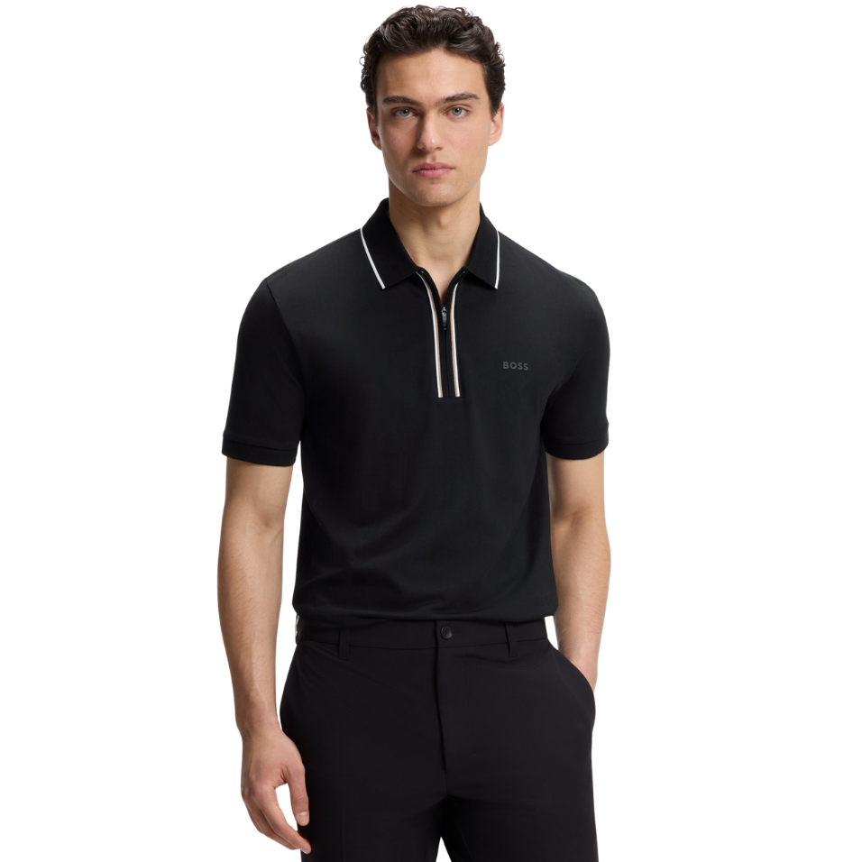 HUGO BOSS PHILIX ACTIVE SLIM-FIT POLO - BLACK