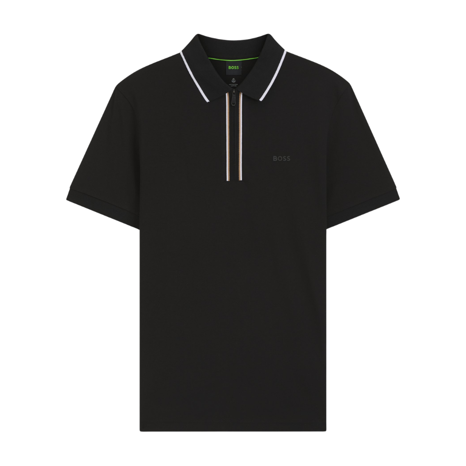 HUGO BOSS PHILIX ACTIVE SLIM-FIT POLO - BLACK