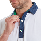 FOOTJOY STAR GEO TRIM PIQUE POLO - WHITE/NAVY