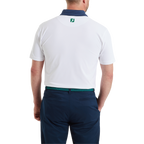 FOOTJOY STAR GEO TRIM PIQUE POLO - WHITE/NAVY