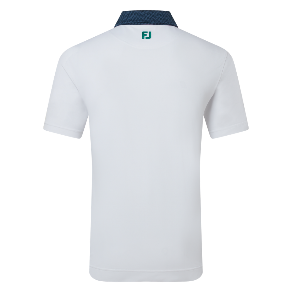 FOOTJOY STAR GEO TRIM PIQUE POLO - WHITE/NAVY