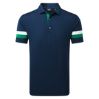 FOOTJOY SLEEVE STRIPED PIQUE POLO - NAVY/GREEN/WHITE