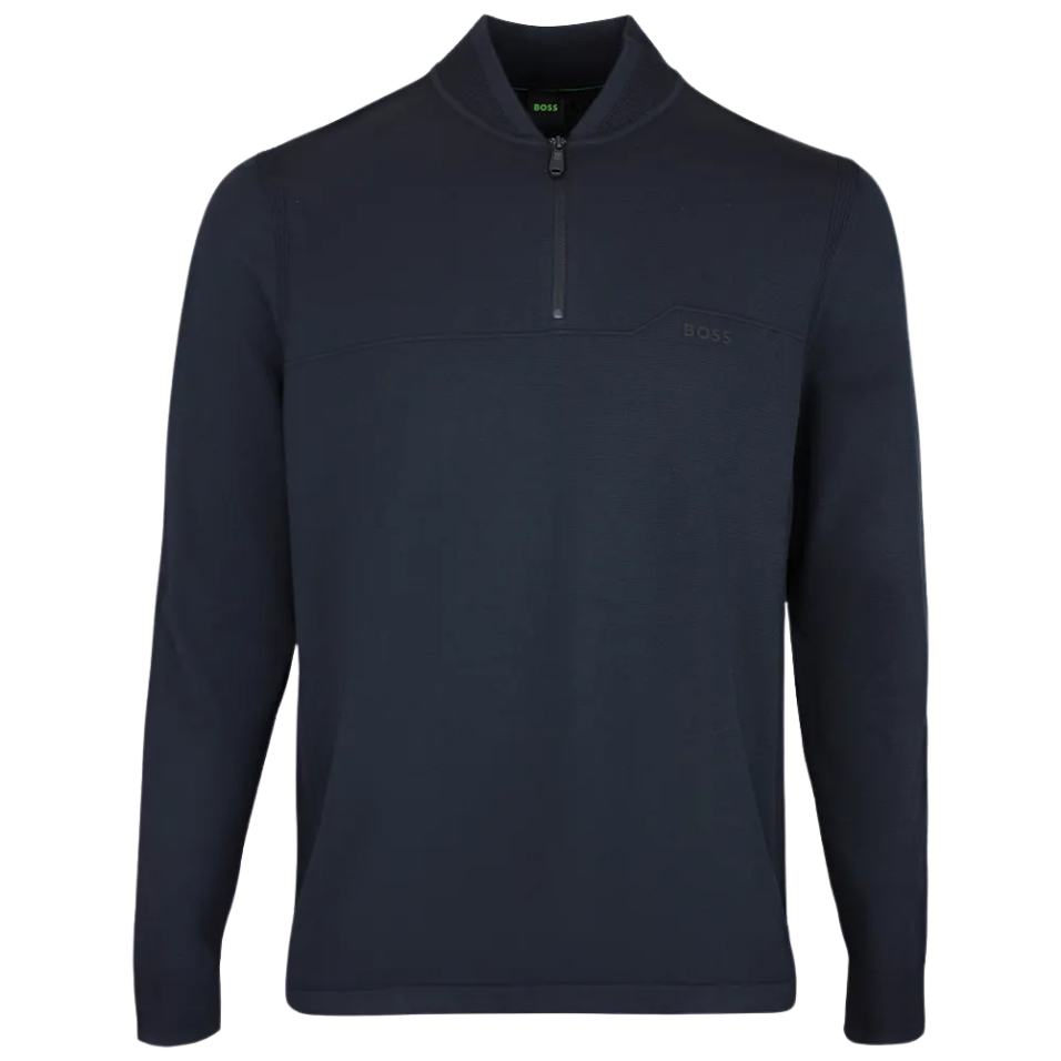 HUGO BOSS KN TERRACE QUARTER ZIP MIDLAYER - DARK NAVY