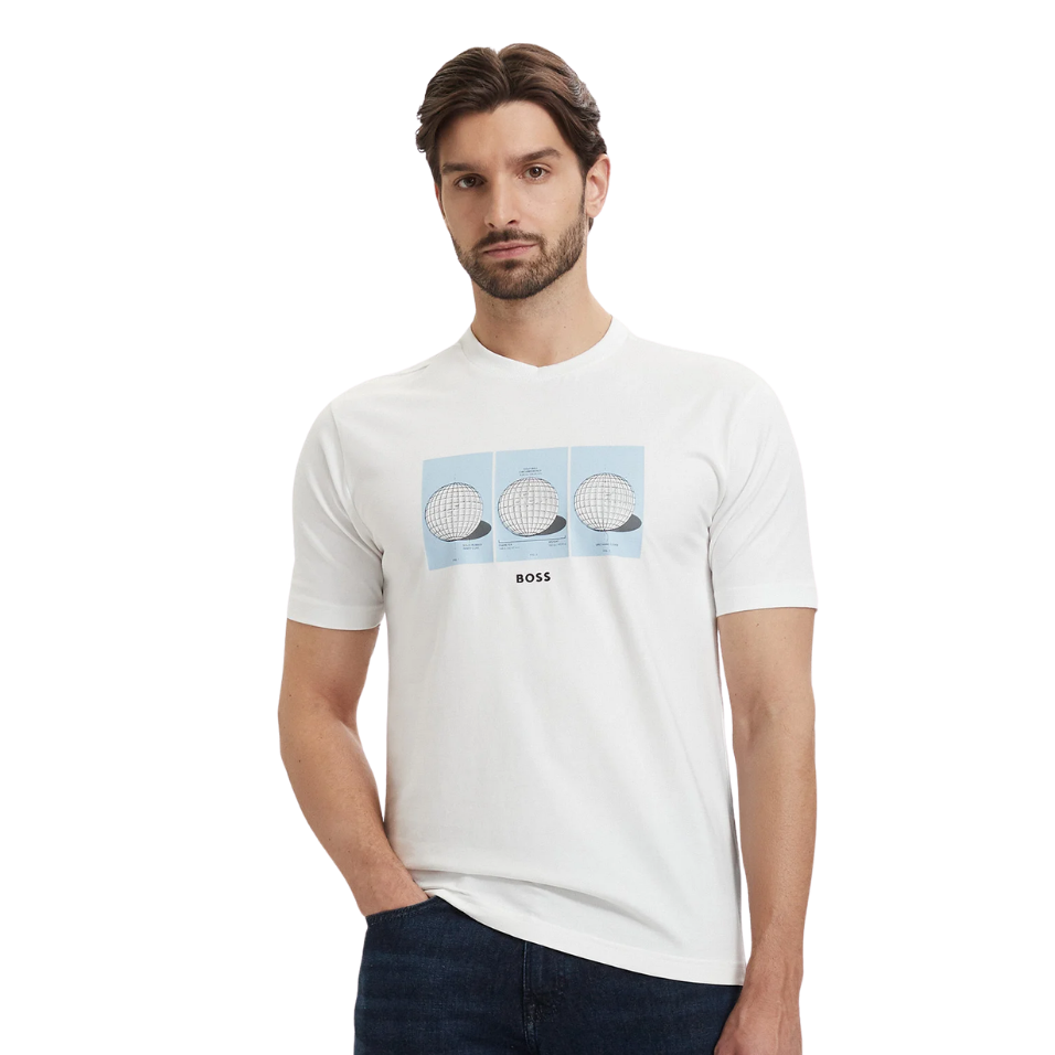 HUGO BOSS TS TERRACE PHOTO SHIRT - WHITE