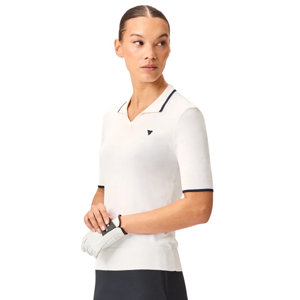 MACADE VERA CROPPED POLO - WHITE