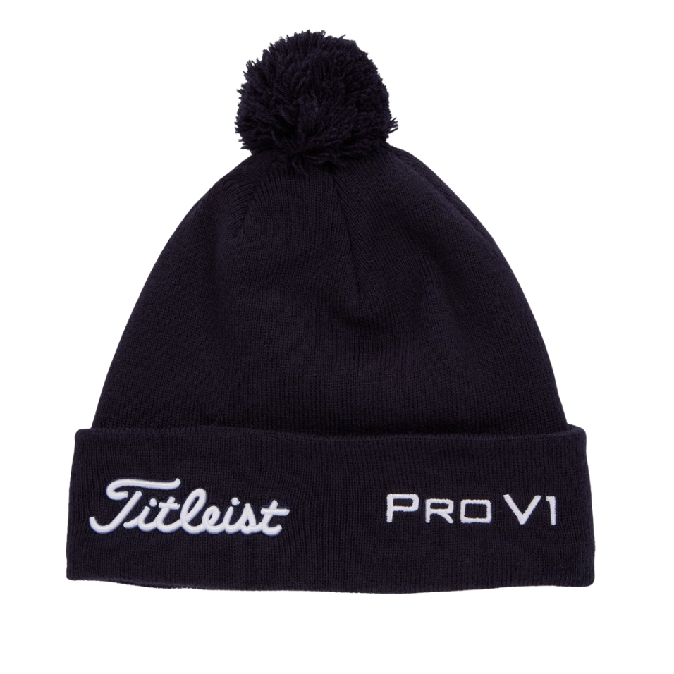 TITLEIST TOUR POM-POM BEANIE - NAVY/WHITE