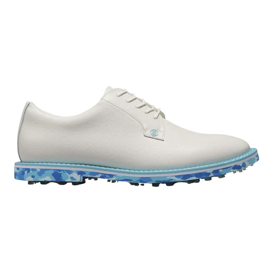 G/FORE GALLIVANTER CAMO SOLE LEATHER SPIKED GOLF SHOE - SNOW/MOSAIC