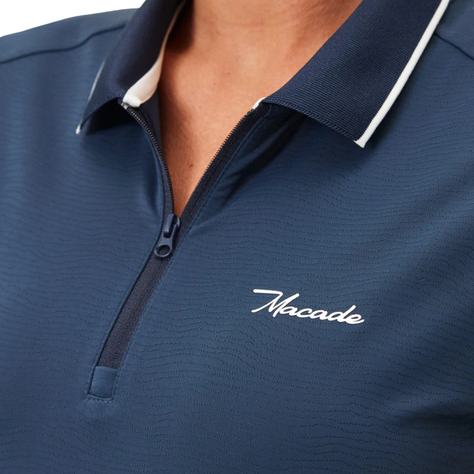 MACADE LADIES DARK BLUE TECH ZIP POLO