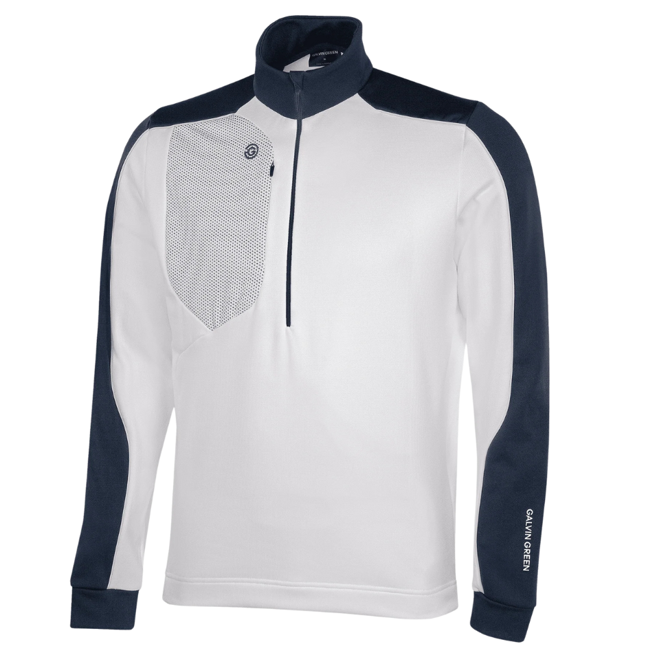 GALVIN GREEN DAVE 1/4 ZIP MIDLAYER - WHITE/NAVY