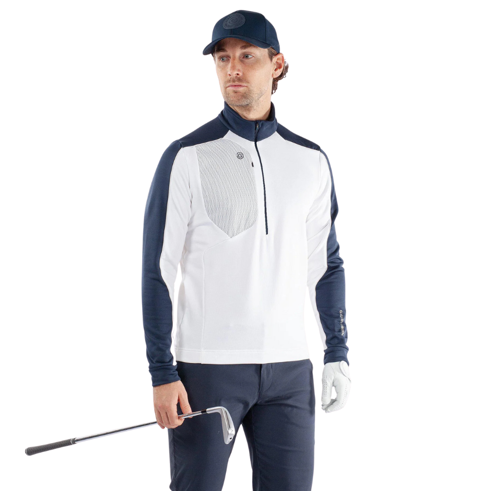 GALVIN GREEN DAVE 1/4 ZIP MIDLAYER - WHITE/NAVY