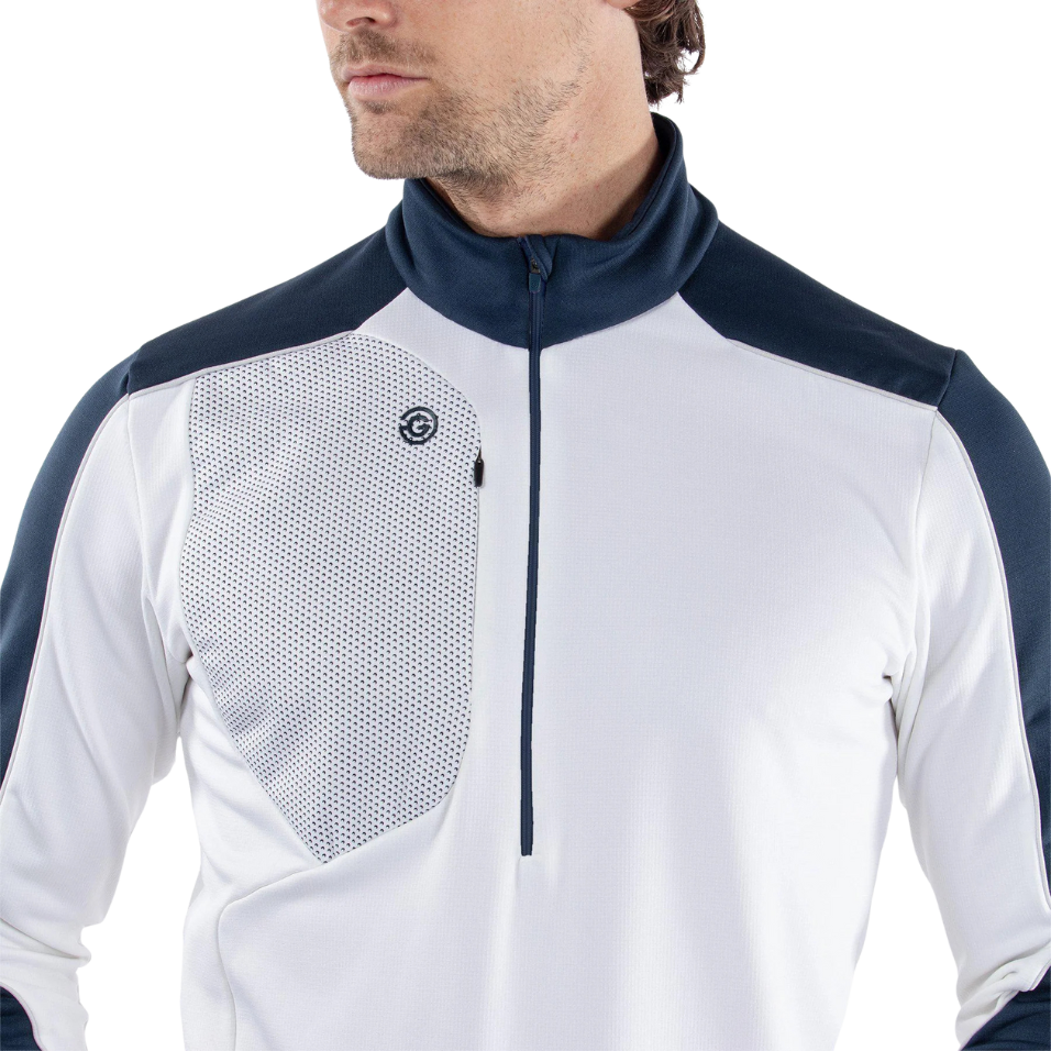 GALVIN GREEN DAVE 1/4 ZIP MIDLAYER - WHITE/NAVY