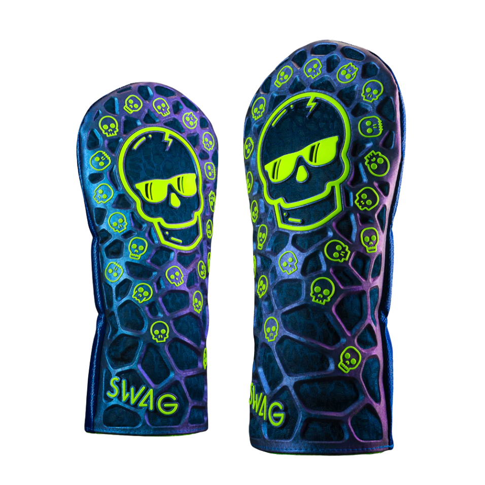 SWAG DAZZLE BLUE SKULL TPU FAIRWAY WOOD HEAD COVER