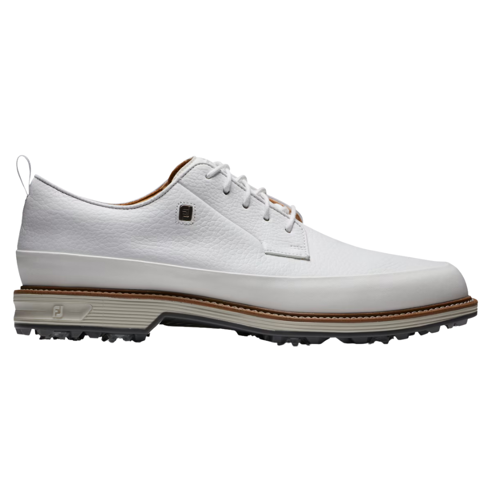 FOOTJOY PREMIERE SERIES FIELD LX WHITE/GREY SPIKED GOLF SHOE