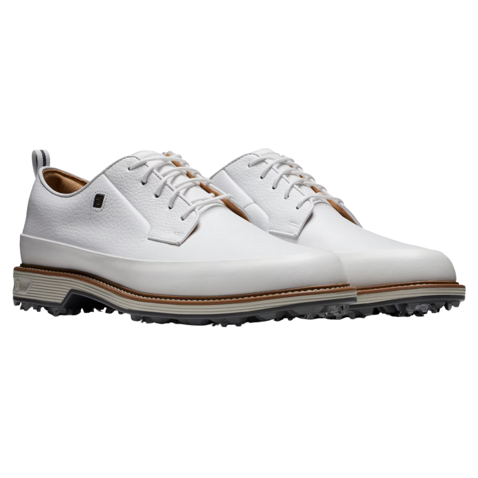 FOOTJOY PREMIERE SERIES FIELD LX WHITE/GREY SPIKED GOLF SHOE
